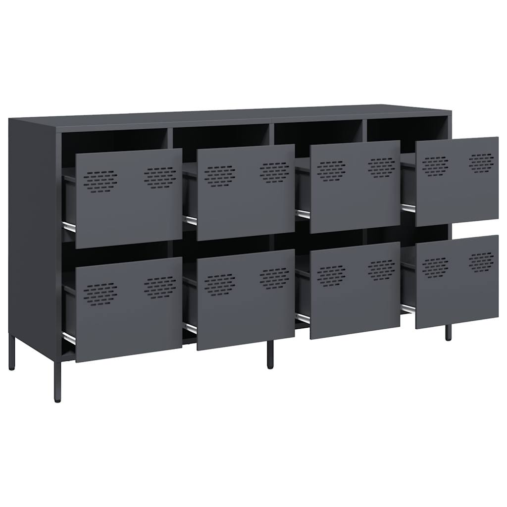 Dressoir 135x39x73,5 cm koudgewalst staal antracietkleurig is nu te koop bij PeponiXL, paradijselijk wonen!