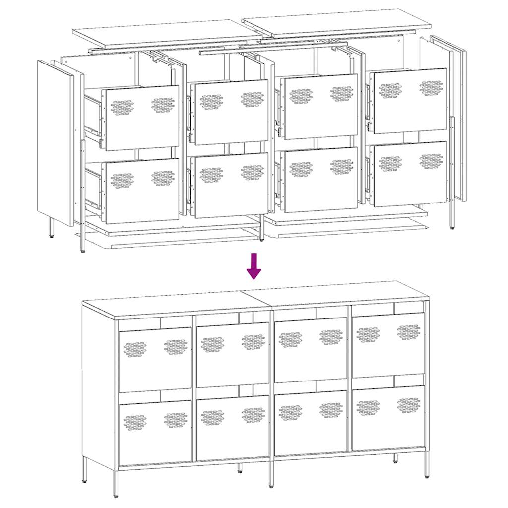 Dressoir 135x39x73,5 cm koudgewalst staal antracietkleurig is nu te koop bij PeponiXL, paradijselijk wonen!