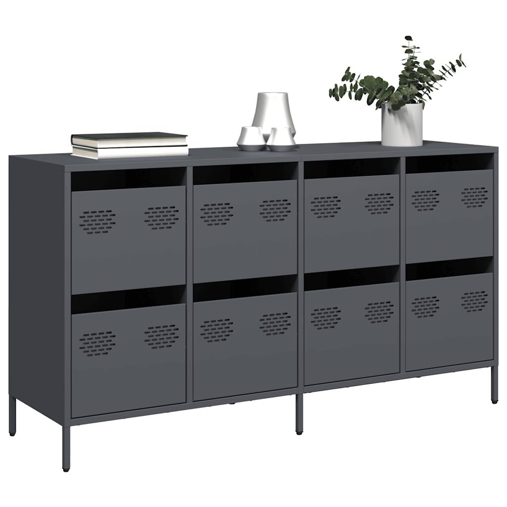 Dressoir 135x39x73,5 cm koudgewalst staal antracietkleurig is nu te koop bij PeponiXL, paradijselijk wonen!