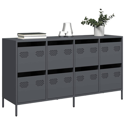 Dressoir 135x39x73,5 cm koudgewalst staal antracietkleurig is nu te koop bij PeponiXL, paradijselijk wonen!