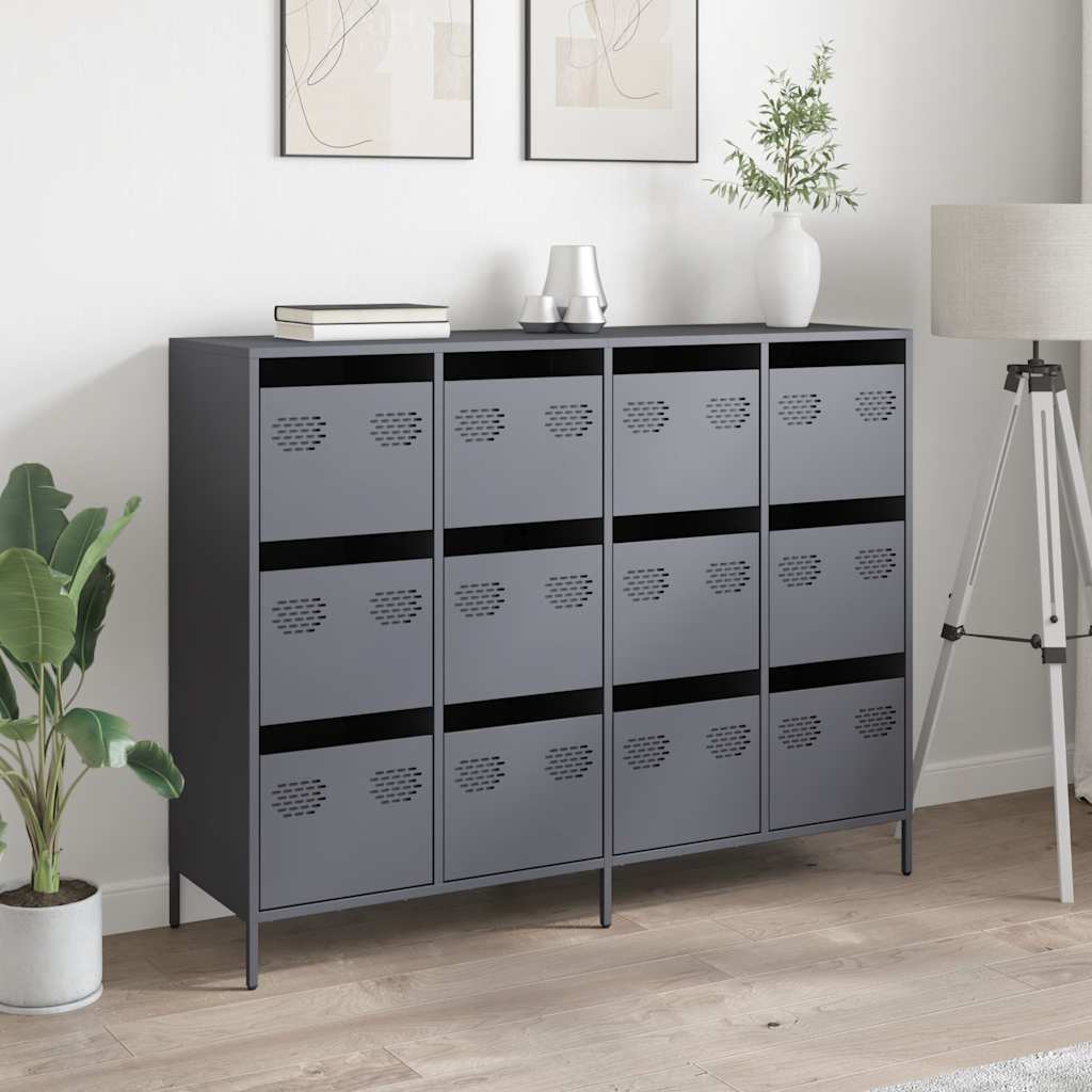Dressoir 135x39x103,5 cm koudgewalst staal antracietkleurig is nu te koop bij PeponiXL, paradijselijk wonen!