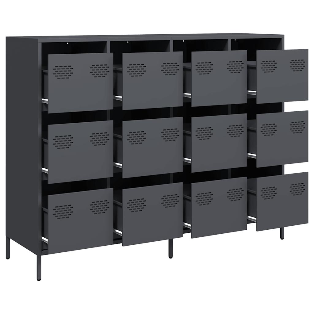Dressoir 135x39x103,5 cm koudgewalst staal antracietkleurig is nu te koop bij PeponiXL, paradijselijk wonen!