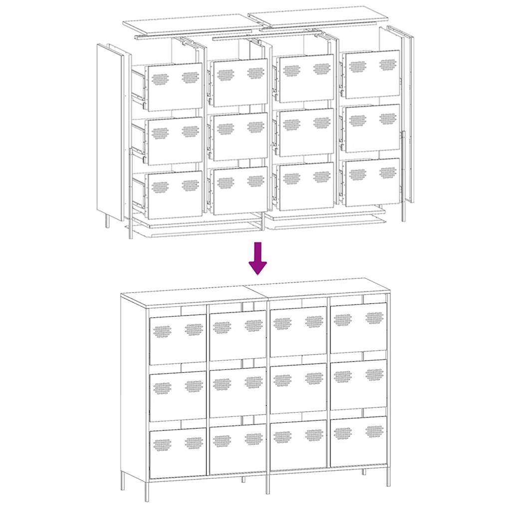 Dressoir 135x39x103,5 cm koudgewalst staal antracietkleurig is nu te koop bij PeponiXL, paradijselijk wonen!