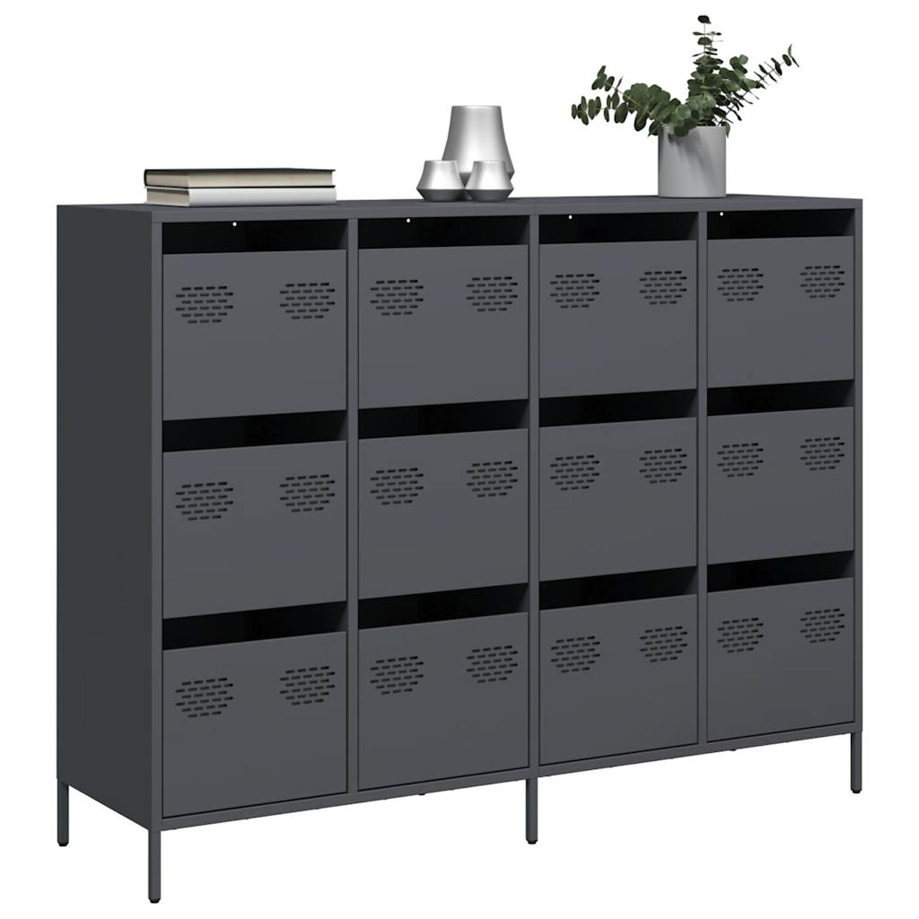 Dressoir 135x39x103,5 cm koudgewalst staal antracietkleurig is nu te koop bij PeponiXL, paradijselijk wonen!