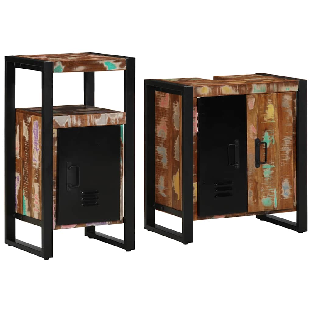 Badkamermeubelset met lade 2 pcs Massief Gerecycled Hout is nu te koop bij PeponiXL, paradijselijk wonen!