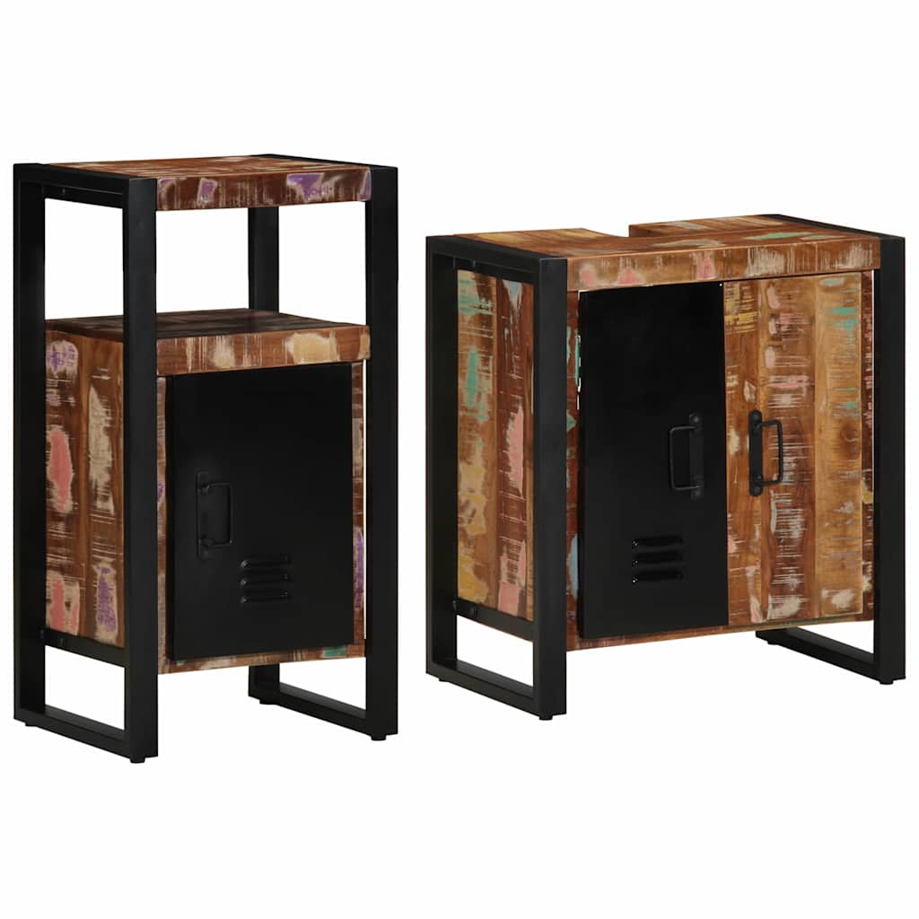 Badkamermeubelset met lade 2 pcs Massief Gerecycled Hout is nu te koop bij PeponiXL, paradijselijk wonen!