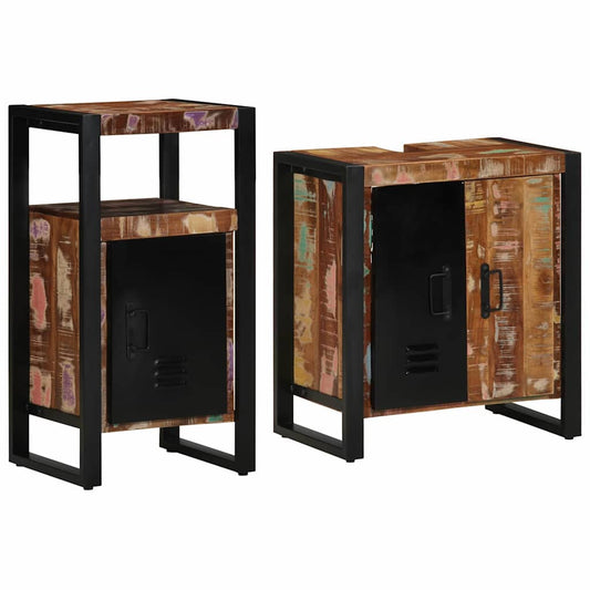 Badkamermeubelset met lade 2 pcs Massief Gerecycled Hout is nu te koop bij PeponiXL, paradijselijk wonen!