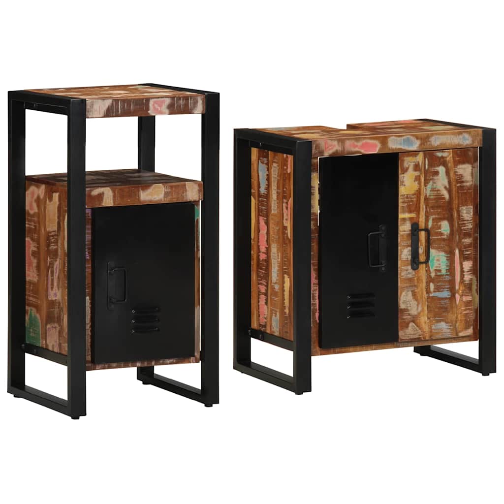 Badkamermeubelset met lade 2 pcs Massief Gerecycled Hout is nu te koop bij PeponiXL, paradijselijk wonen!