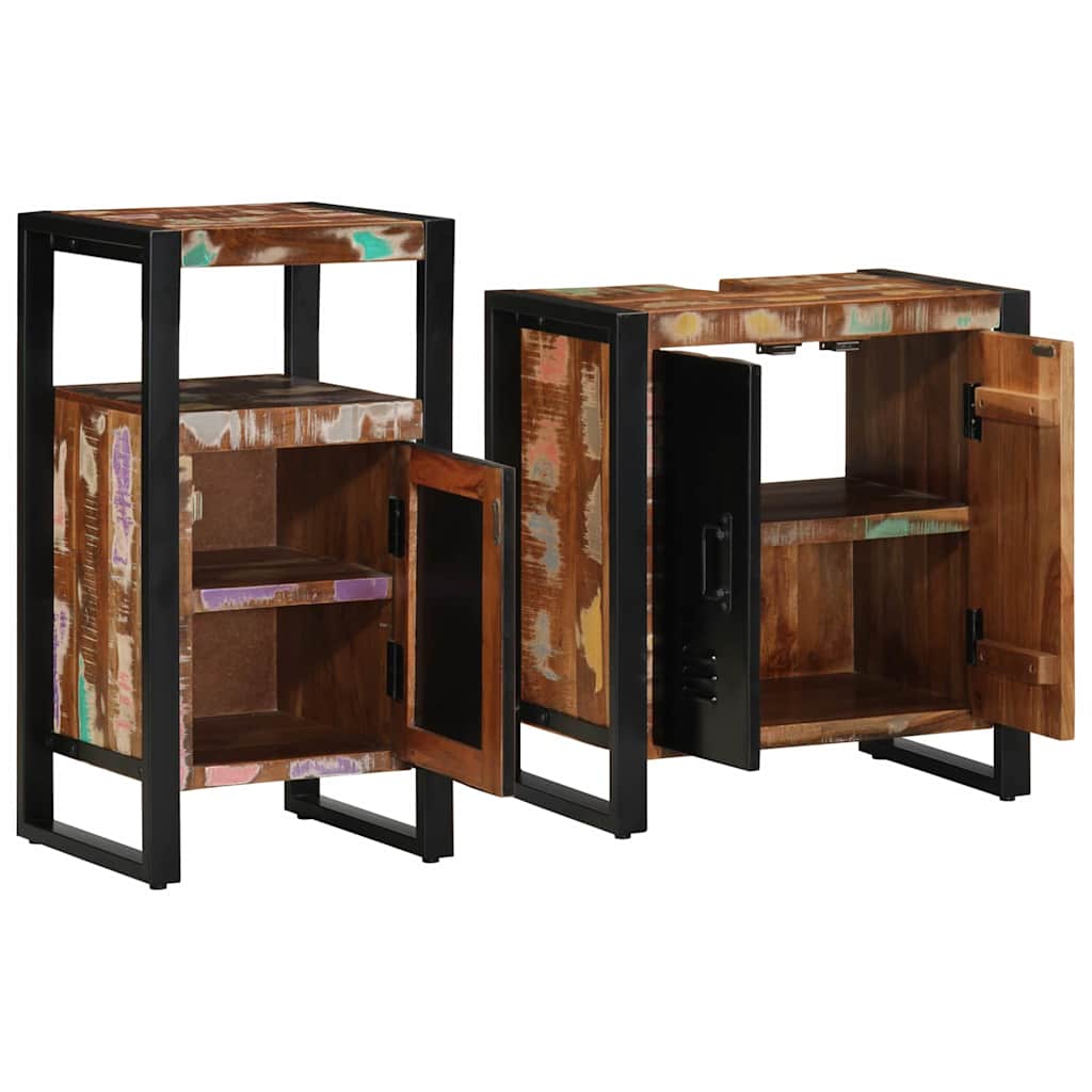 Badkamermeubelset met lade 2 pcs Massief Gerecycled Hout is nu te koop bij PeponiXL, paradijselijk wonen!