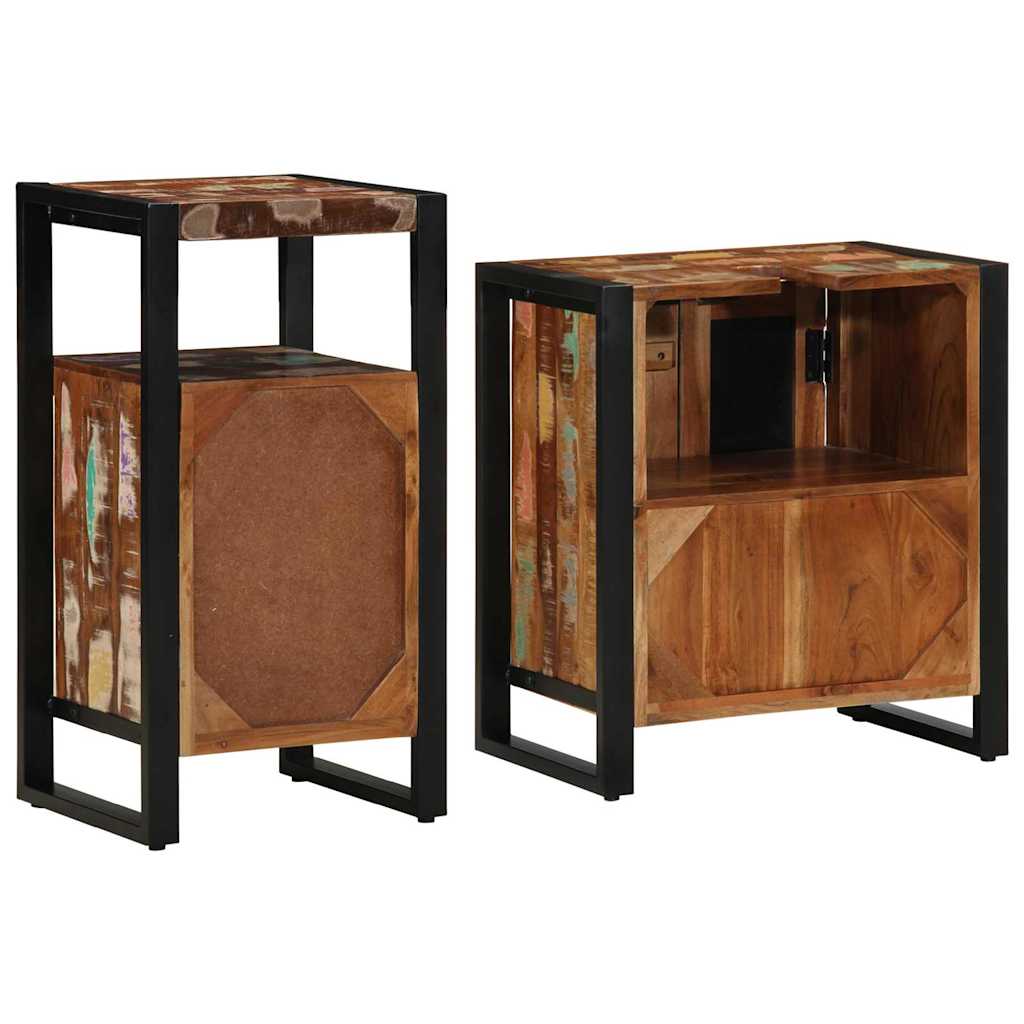 Badkamermeubelset met lade 2 pcs Massief Gerecycled Hout is nu te koop bij PeponiXL, paradijselijk wonen!