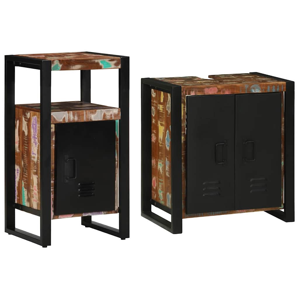 Badkamermeubelset met lade 2 pcs Massief Gerecycled Hout is nu te koop bij PeponiXL, paradijselijk wonen!