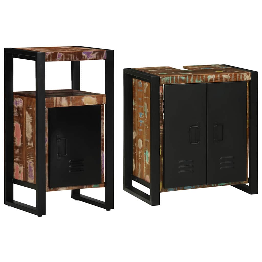 Badkamermeubelset met lade 2 pcs Massief Gerecycled Hout is nu te koop bij PeponiXL, paradijselijk wonen!