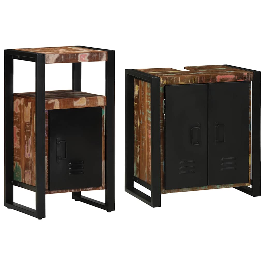 Badkamermeubelset met lade 2 pcs Massief Gerecycled Hout is nu te koop bij PeponiXL, paradijselijk wonen!