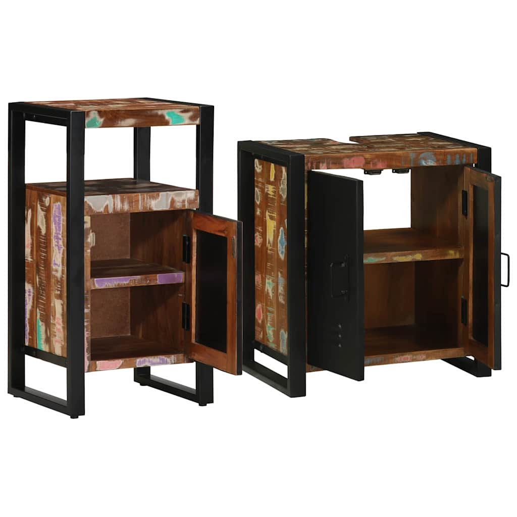 Badkamermeubelset met lade 2 pcs Massief Gerecycled Hout is nu te koop bij PeponiXL, paradijselijk wonen!