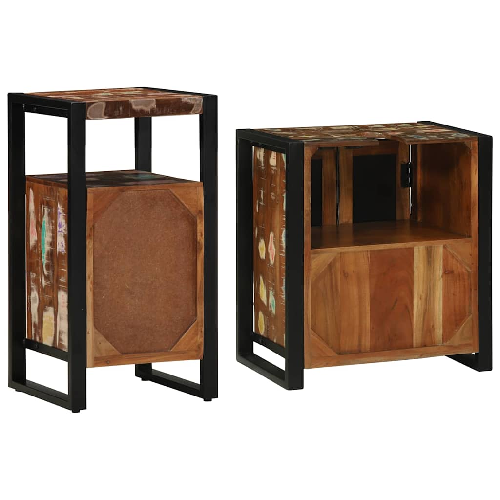 Badkamermeubelset met lade 2 pcs Massief Gerecycled Hout is nu te koop bij PeponiXL, paradijselijk wonen!