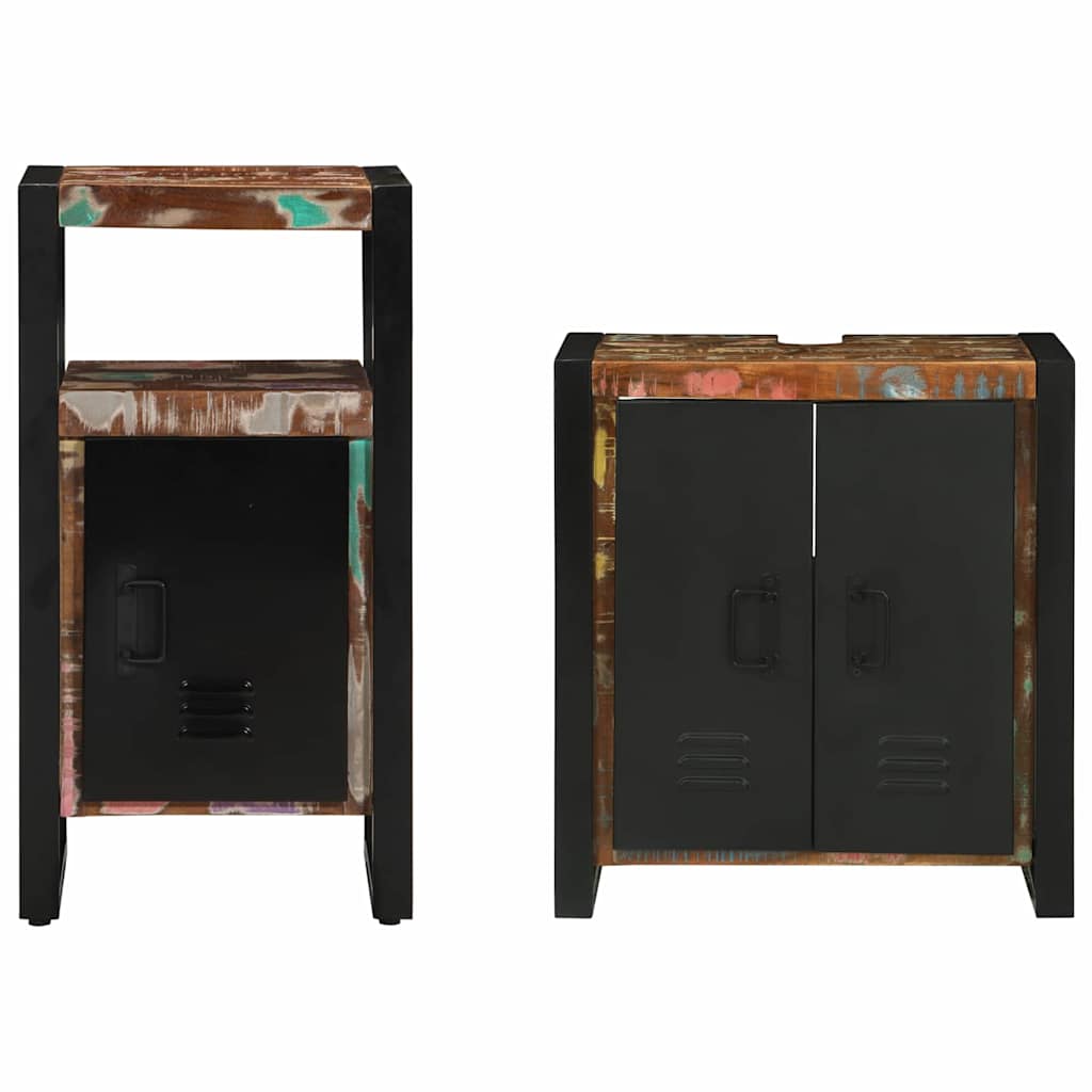 Badkamermeubelset met lade 2 pcs Massief Gerecycled Hout is nu te koop bij PeponiXL, paradijselijk wonen!