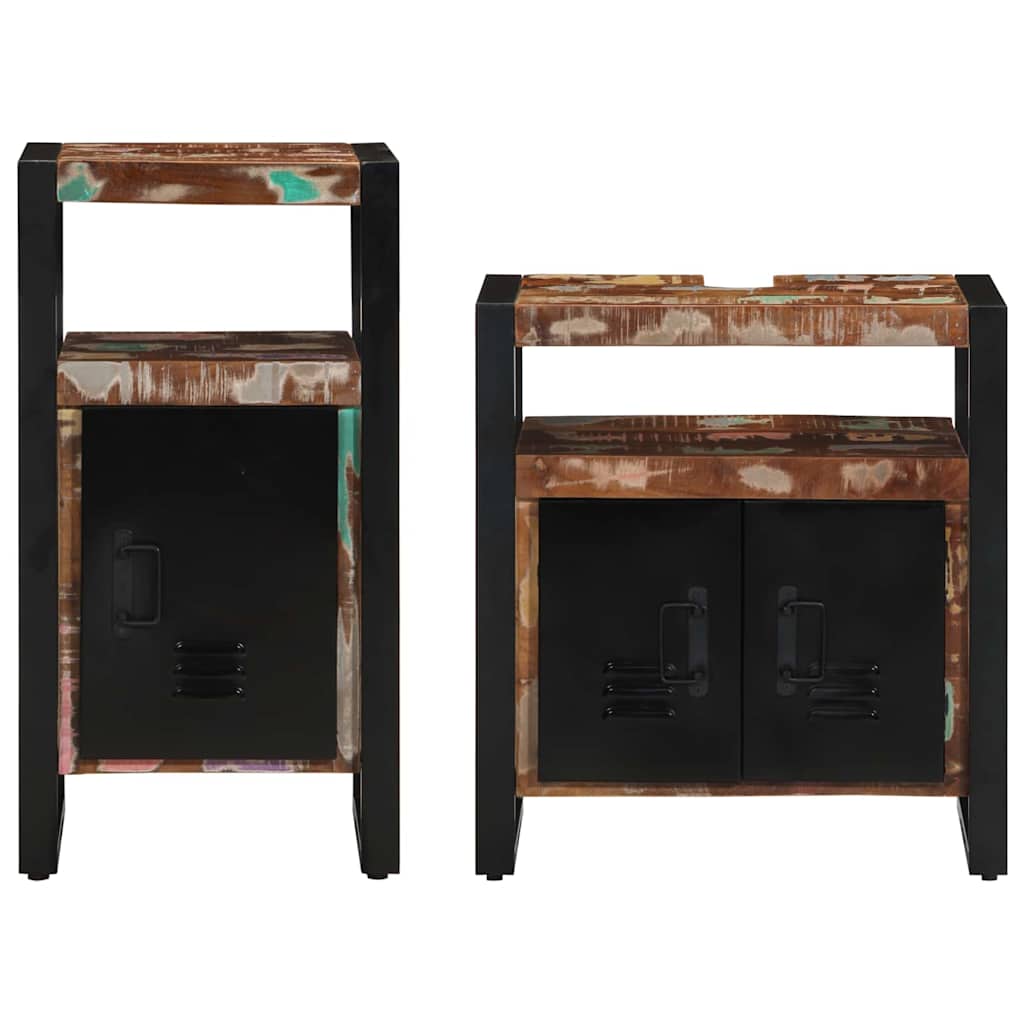 Badkamermeubelset met plank 2 pcs Bruin Massief gerecycled hout is nu te koop bij PeponiXL, paradijselijk wonen!