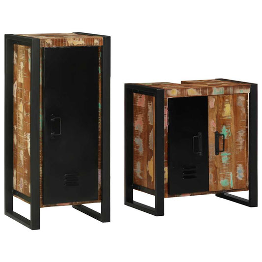 Badkamermeubelset met lade 2 pcs Massief Gerecycled Hout is nu te koop bij PeponiXL, paradijselijk wonen!