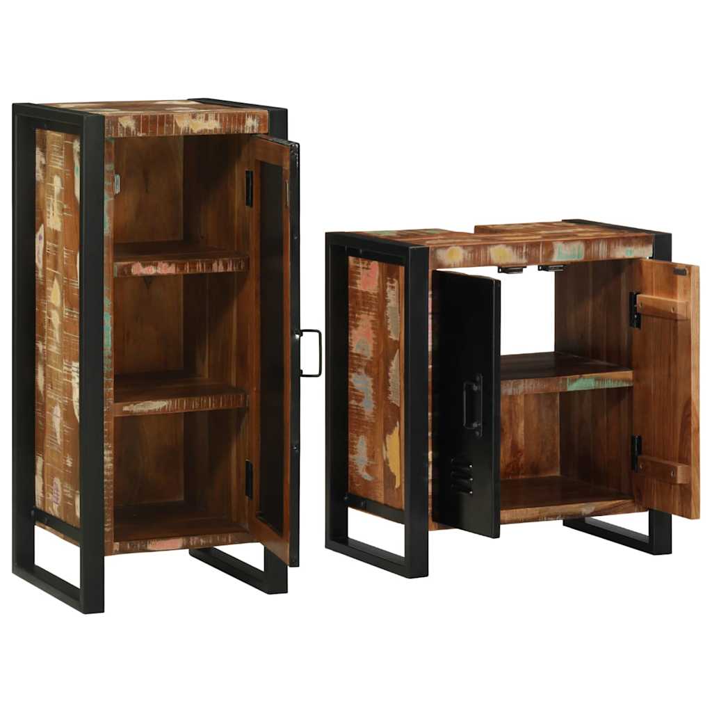 Badkamermeubelset met lade 2 pcs Massief Gerecycled Hout is nu te koop bij PeponiXL, paradijselijk wonen!