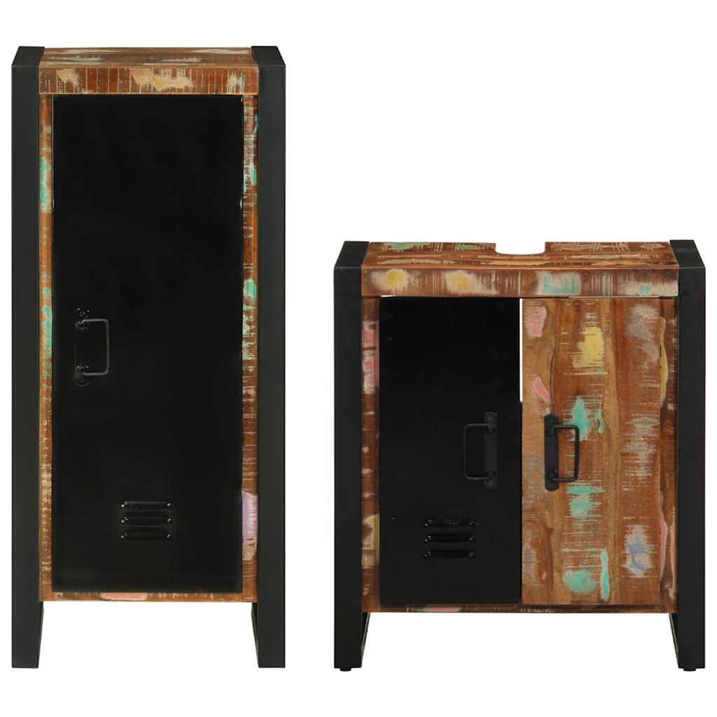 Badkamermeubelset met lade 2 pcs Massief Gerecycled Hout is nu te koop bij PeponiXL, paradijselijk wonen!