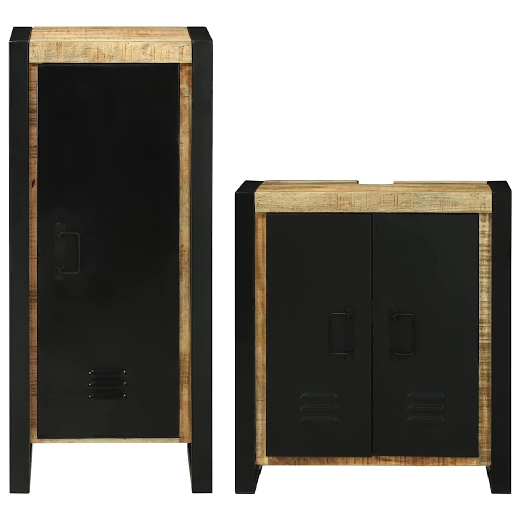 Badkamermeubelset met plank 2 pcs Bruin Massief Mango Hout is nu te koop bij PeponiXL, paradijselijk wonen!