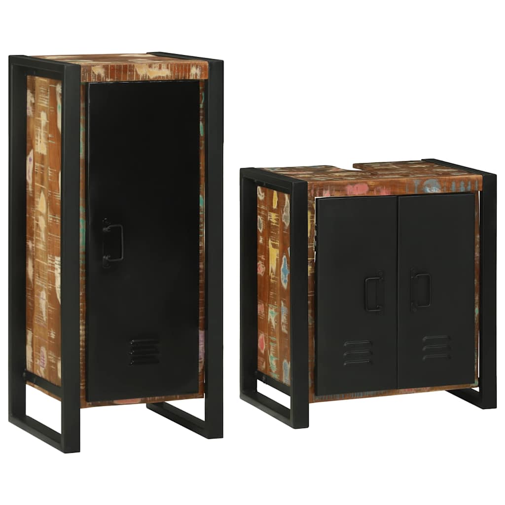 Badkamermeubelset 2 pcs Multikleur Massief gerecycled hout is nu te koop bij PeponiXL, paradijselijk wonen!