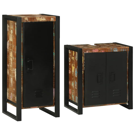 Badkamermeubelset 2 pcs Multikleur Massief gerecycled hout is nu te koop bij PeponiXL, paradijselijk wonen!