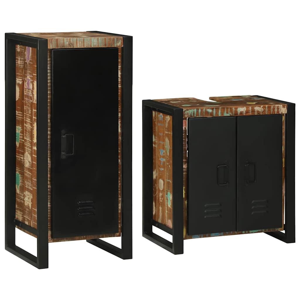 Badkamermeubelset 2 pcs Multikleur Massief gerecycled hout is nu te koop bij PeponiXL, paradijselijk wonen!