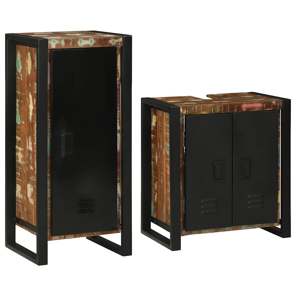 Badkamermeubelset 2 pcs Multikleur Massief gerecycled hout is nu te koop bij PeponiXL, paradijselijk wonen!