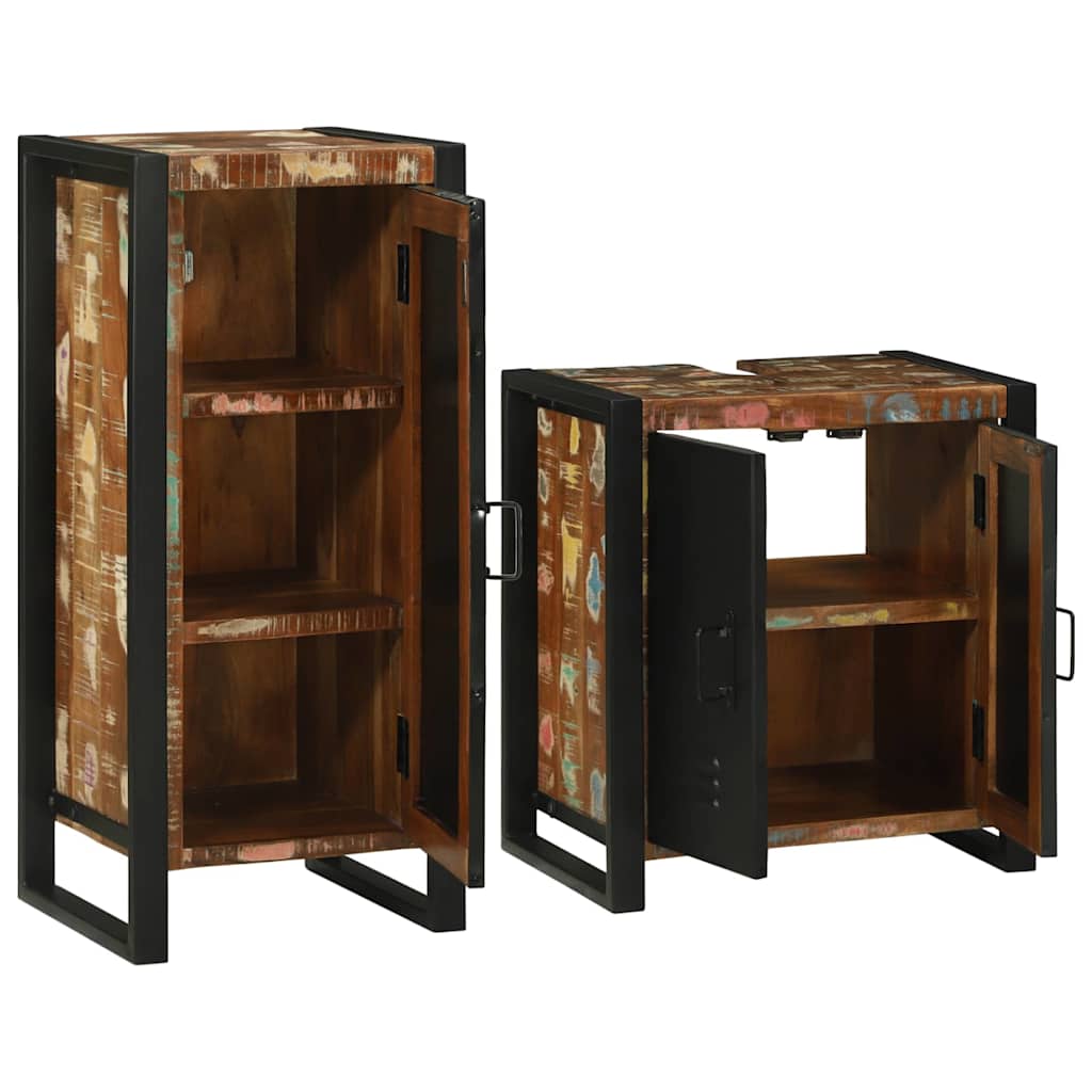 Badkamermeubelset 2 pcs Multikleur Massief gerecycled hout is nu te koop bij PeponiXL, paradijselijk wonen!