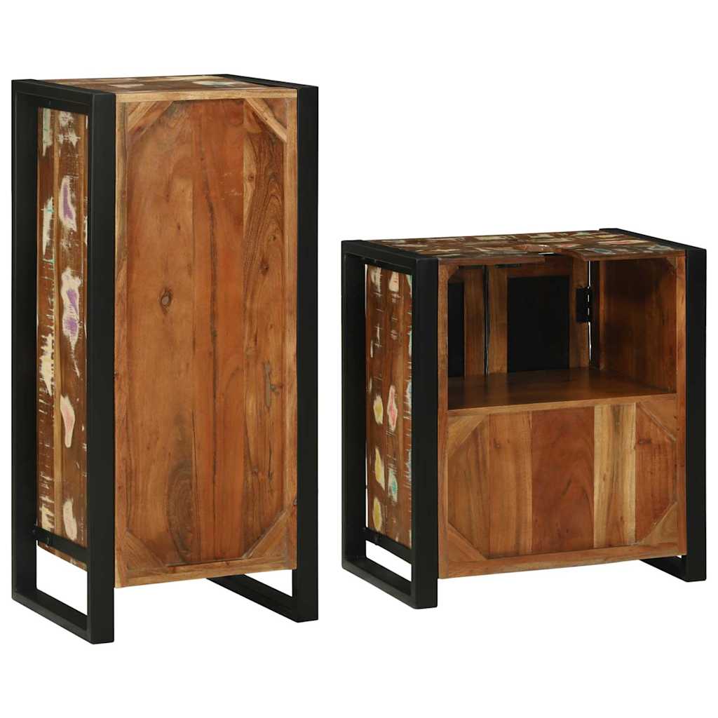 Badkamermeubelset 2 pcs Multikleur Massief gerecycled hout is nu te koop bij PeponiXL, paradijselijk wonen!