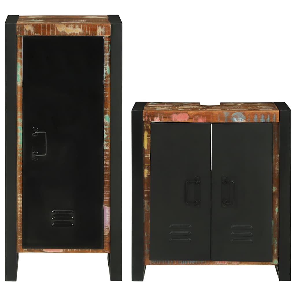 Badkamermeubelset 2 pcs Multikleur Massief gerecycled hout is nu te koop bij PeponiXL, paradijselijk wonen!
