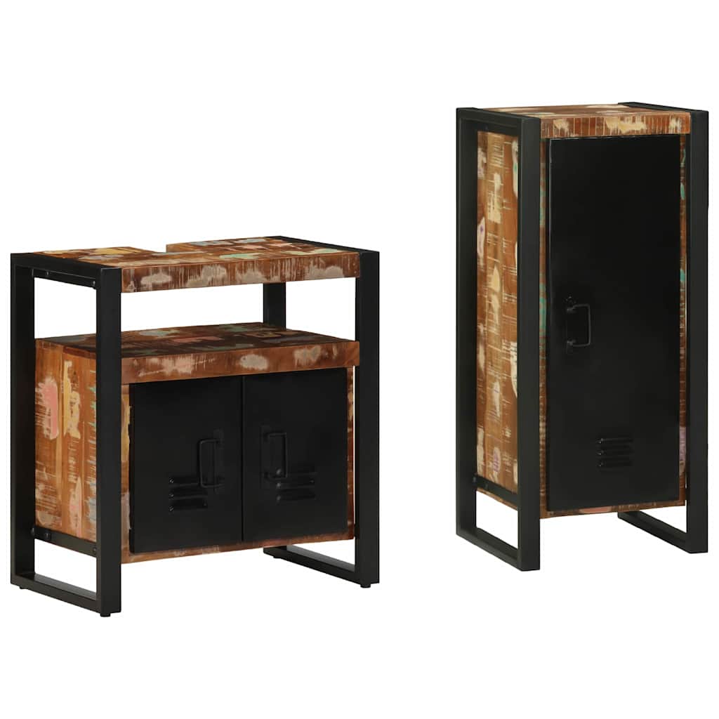 Badkamermeubelset met lade 2 pcs Massief Gerecycled Hout is nu te koop bij PeponiXL, paradijselijk wonen!