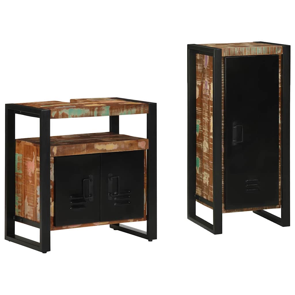 Badkamermeubelset met lade 2 pcs Massief Gerecycled Hout is nu te koop bij PeponiXL, paradijselijk wonen!