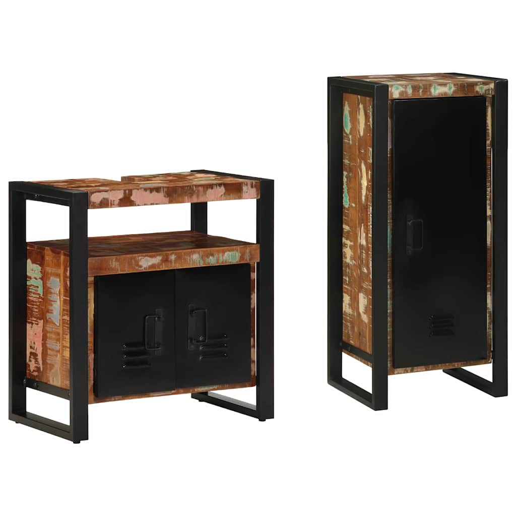 Badkamermeubelset met lade 2 pcs Massief Gerecycled Hout is nu te koop bij PeponiXL, paradijselijk wonen!
