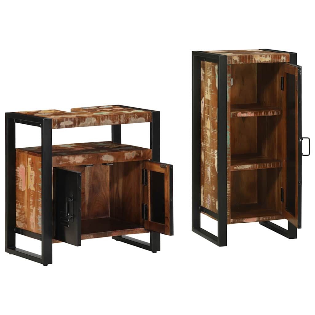 Badkamermeubelset met lade 2 pcs Massief Gerecycled Hout is nu te koop bij PeponiXL, paradijselijk wonen!