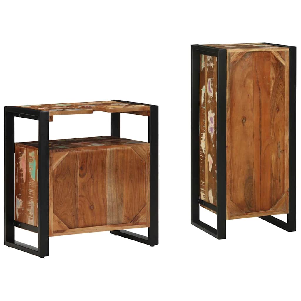 Badkamermeubelset met lade 2 pcs Massief Gerecycled Hout is nu te koop bij PeponiXL, paradijselijk wonen!