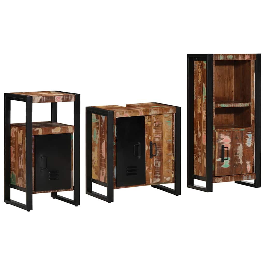 Badkamermeubelset met lade 3 pcs Massief Gerecycled Hout is nu te koop bij PeponiXL, paradijselijk wonen!