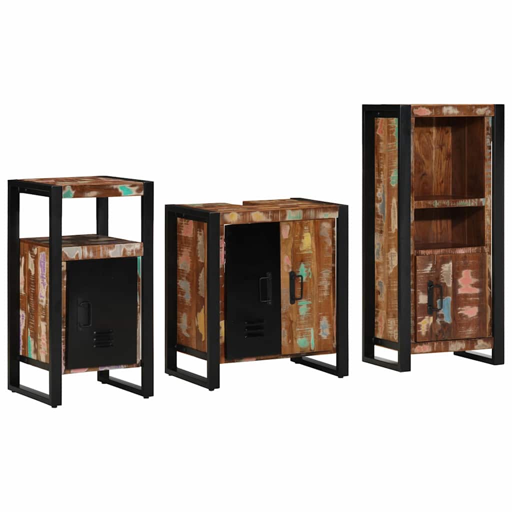 Badkamermeubelset met lade 3 pcs Massief Gerecycled Hout is nu te koop bij PeponiXL, paradijselijk wonen!