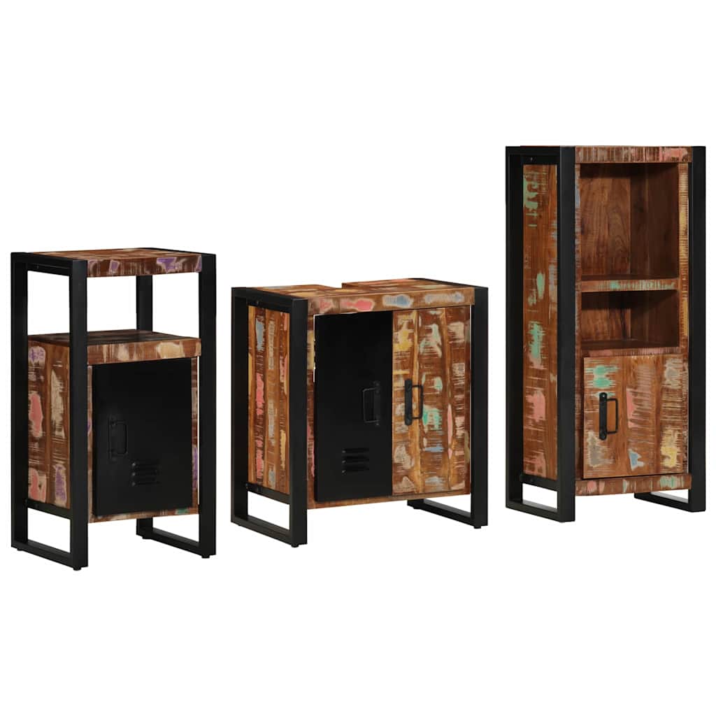 Badkamermeubelset met lade 3 pcs Massief Gerecycled Hout is nu te koop bij PeponiXL, paradijselijk wonen!