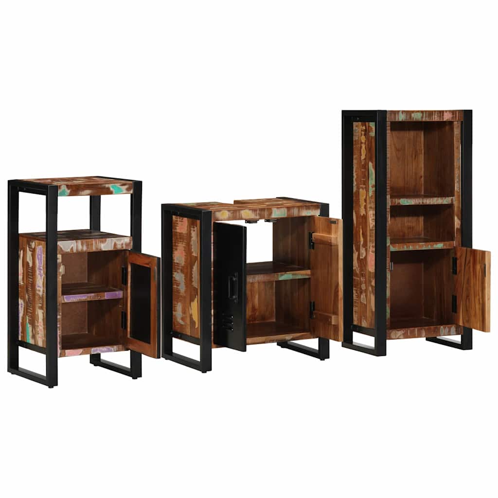 Badkamermeubelset met lade 3 pcs Massief Gerecycled Hout is nu te koop bij PeponiXL, paradijselijk wonen!