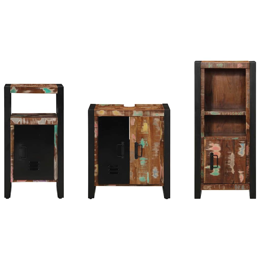Badkamermeubelset met lade 3 pcs Massief Gerecycled Hout is nu te koop bij PeponiXL, paradijselijk wonen!