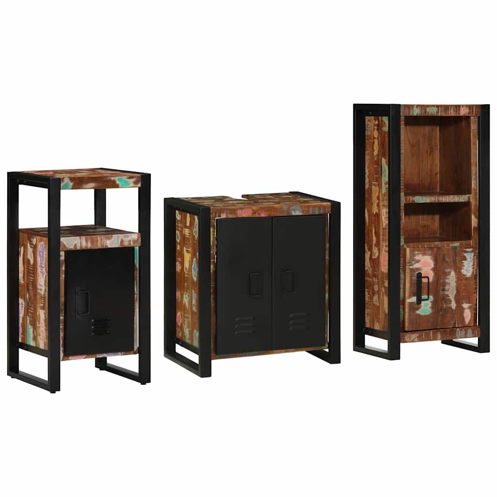 Badkamermeubelset met lade 3 pcs Massief Gerecycled Hout is nu te koop bij PeponiXL, paradijselijk wonen!