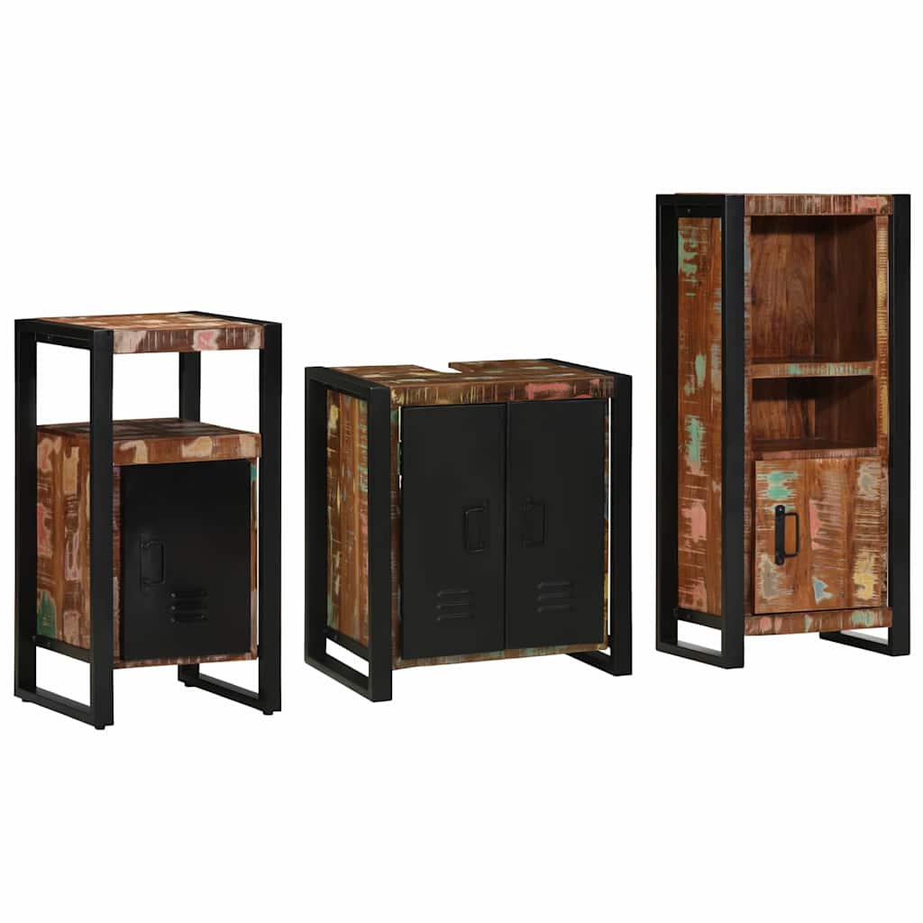 Badkamermeubelset met lade 3 pcs Massief Gerecycled Hout is nu te koop bij PeponiXL, paradijselijk wonen!