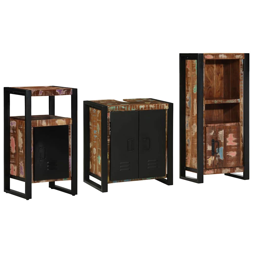 Badkamermeubelset met lade 3 pcs Massief Gerecycled Hout is nu te koop bij PeponiXL, paradijselijk wonen!