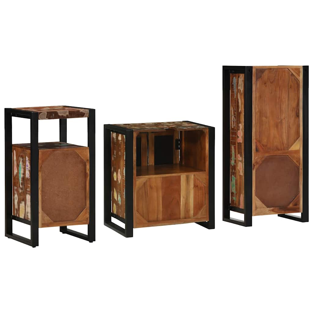Badkamermeubelset met lade 3 pcs Massief Gerecycled Hout is nu te koop bij PeponiXL, paradijselijk wonen!
