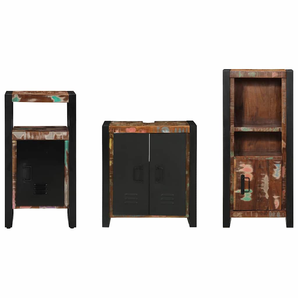 Badkamermeubelset met lade 3 pcs Massief Gerecycled Hout is nu te koop bij PeponiXL, paradijselijk wonen!
