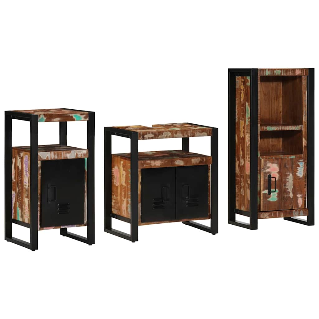 Badkamermeubelset met lade 3 pcs Massief Gerecycled Hout is nu te koop bij PeponiXL, paradijselijk wonen!