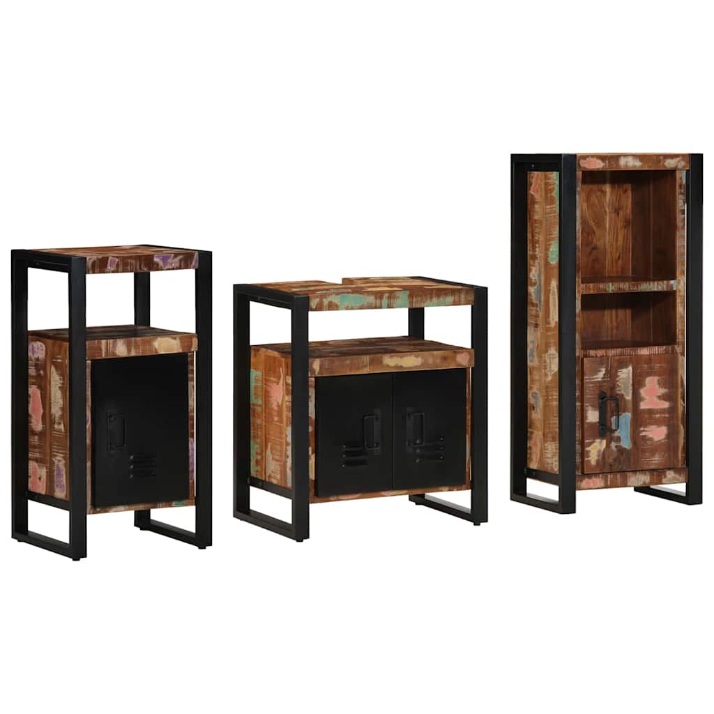 Badkamermeubelset met lade 3 pcs Massief Gerecycled Hout is nu te koop bij PeponiXL, paradijselijk wonen!