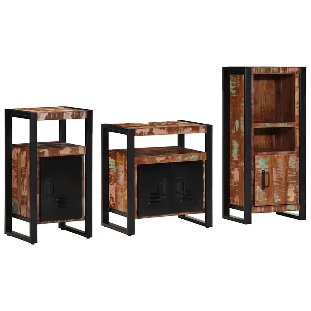 Badkamermeubelset met lade 3 pcs Massief Gerecycled Hout is nu te koop bij PeponiXL, paradijselijk wonen!